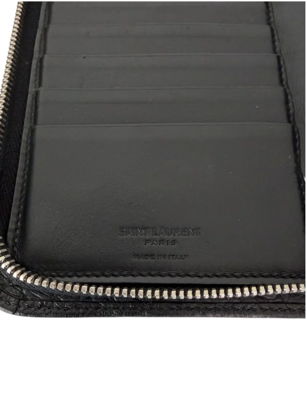 Saint Laurent Black Crocodile-Embossed Paris Zip Around Wallet